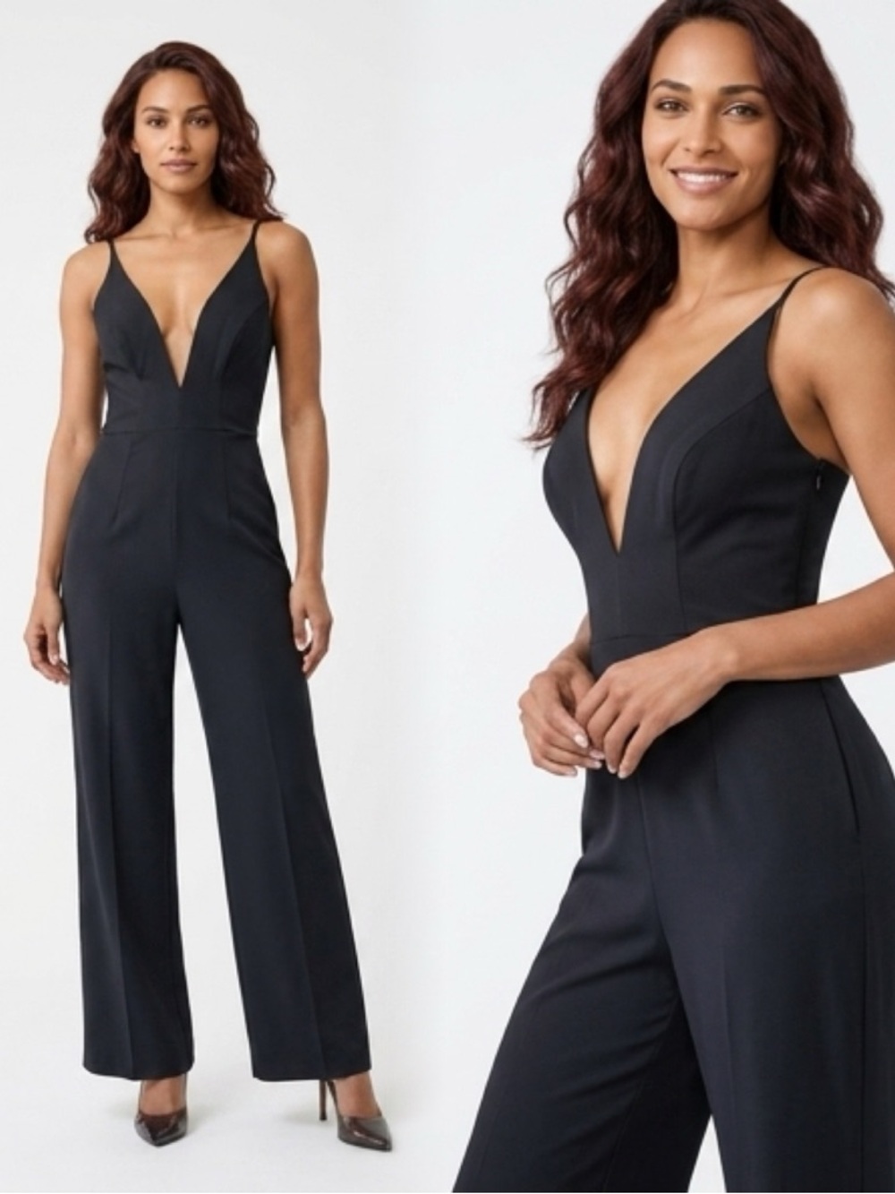 ASOS Black Plunge V-Neck Jumpsuit
